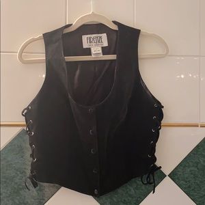 Vintage Black suede leather vest